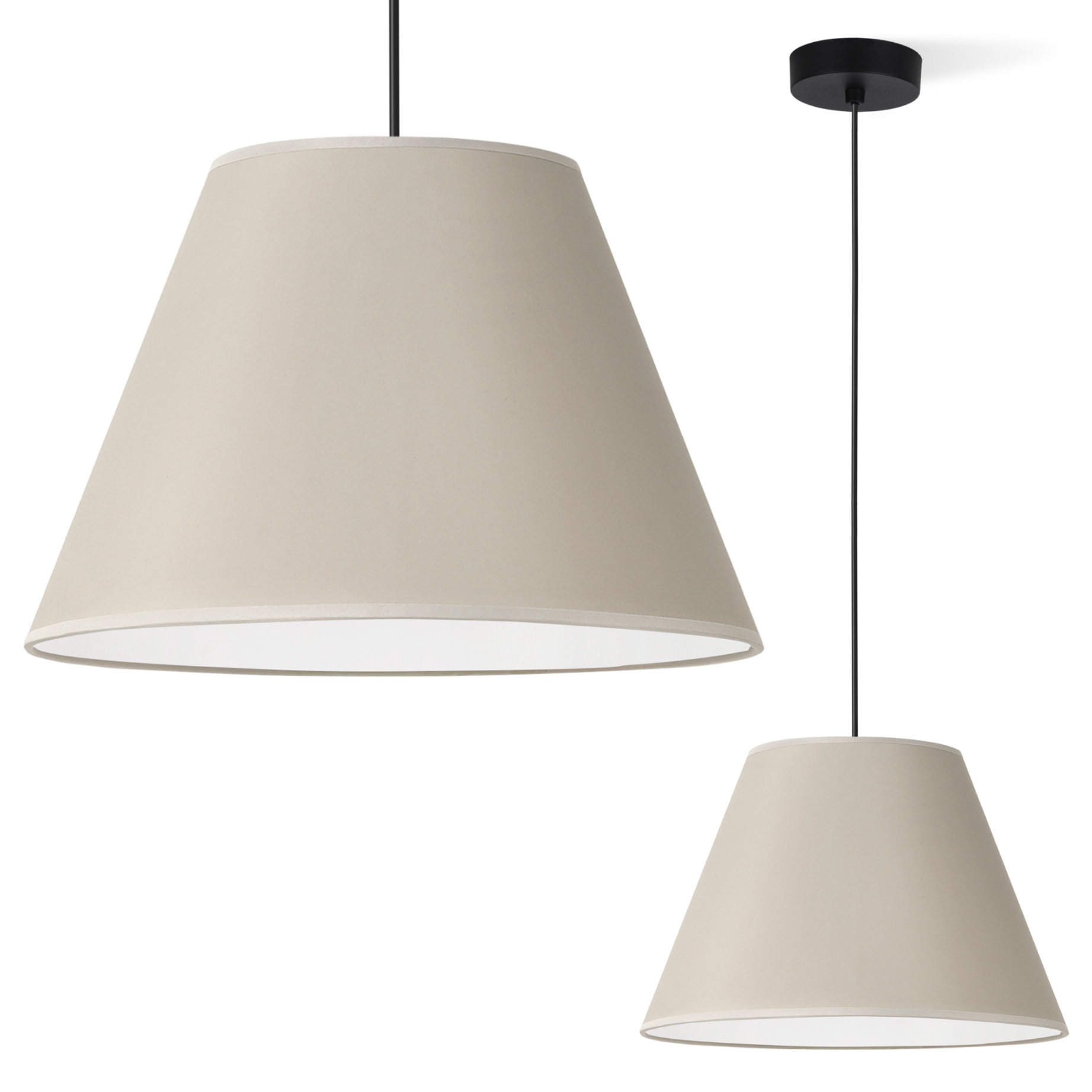 Lampa sufitowa wisząca czarna Light Home LH Gaja 1xE27 abażur stożek 30cm średni beż