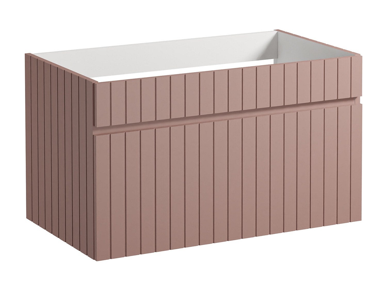 Szafka pod umywalkę wisząca ryflowana różowa - 80 cm - SATARA