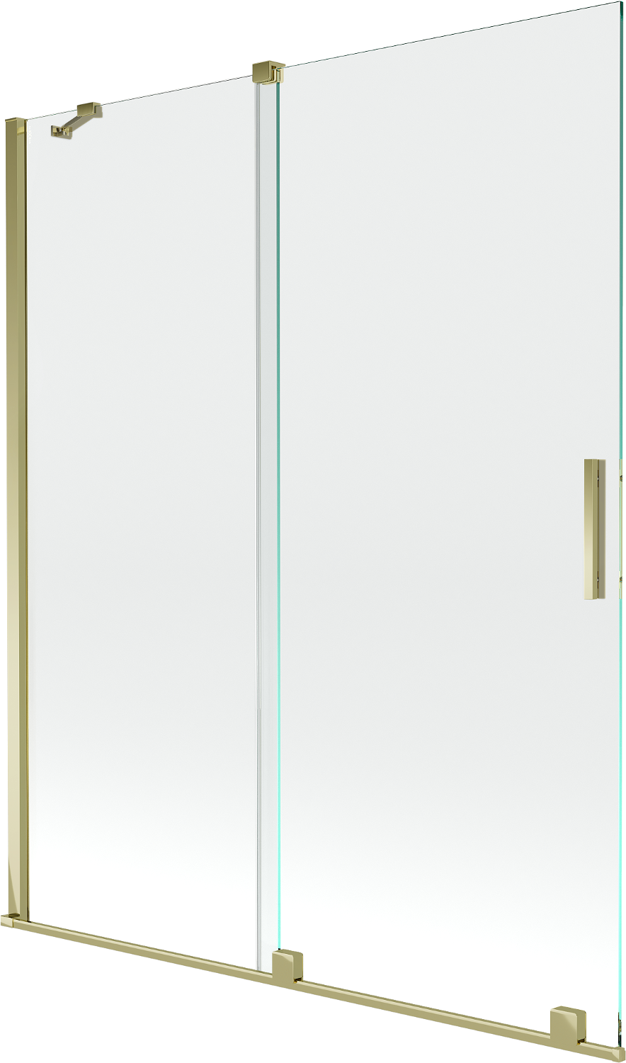Mexen Velar parawan nawannowy 2-skrzydłowy rozsuwany 140 x 150 cm, transparent, złoty - 896-140-000-01-50