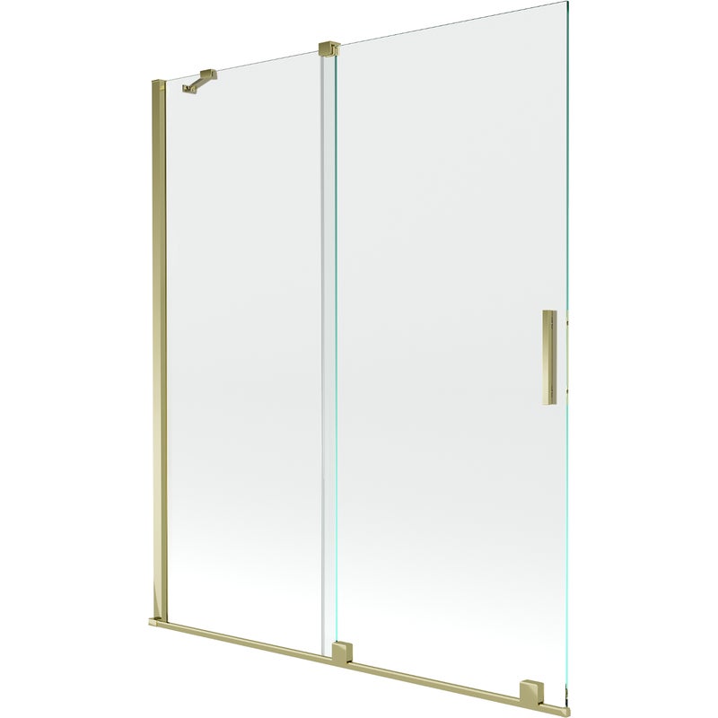 Mexen Velar parawan nawannowy 2-skrzydłowy rozsuwany 140 x 150 cm, transparent, złoty - 896-140-000-01-50