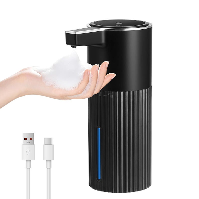 Automatyczny dozownik mydła montowany na ścianie, bez wiercenia – bezdotykowy dozownik żelu pod prysznic i mydła, 400 ml, ładowany przez USB | Pianka