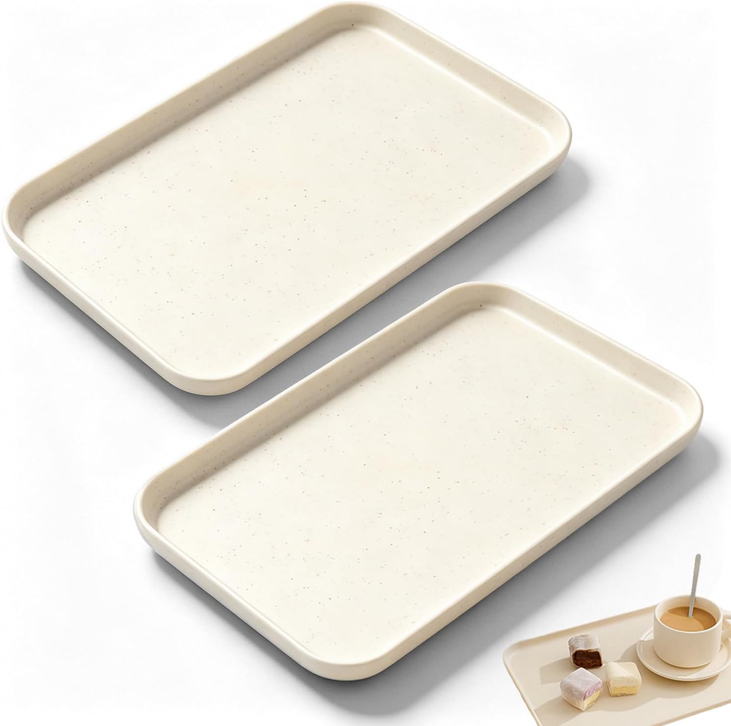 Mała prostokątna taca do serwowania 24 x 17 cm, plastikowa taca do posiłków bez BPA, antypoślizgowa taca kuchenna do domu, kawiarni, restauracji, ja