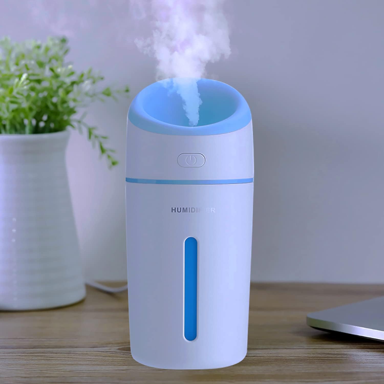 Ultradźwiękowy nawilżacz powietrza USB o pojemności 320 ml, miniaturowy nawilżacz z 2 regulowanymi trybami mgiełki, automatycznym wyłączaniem i kolor