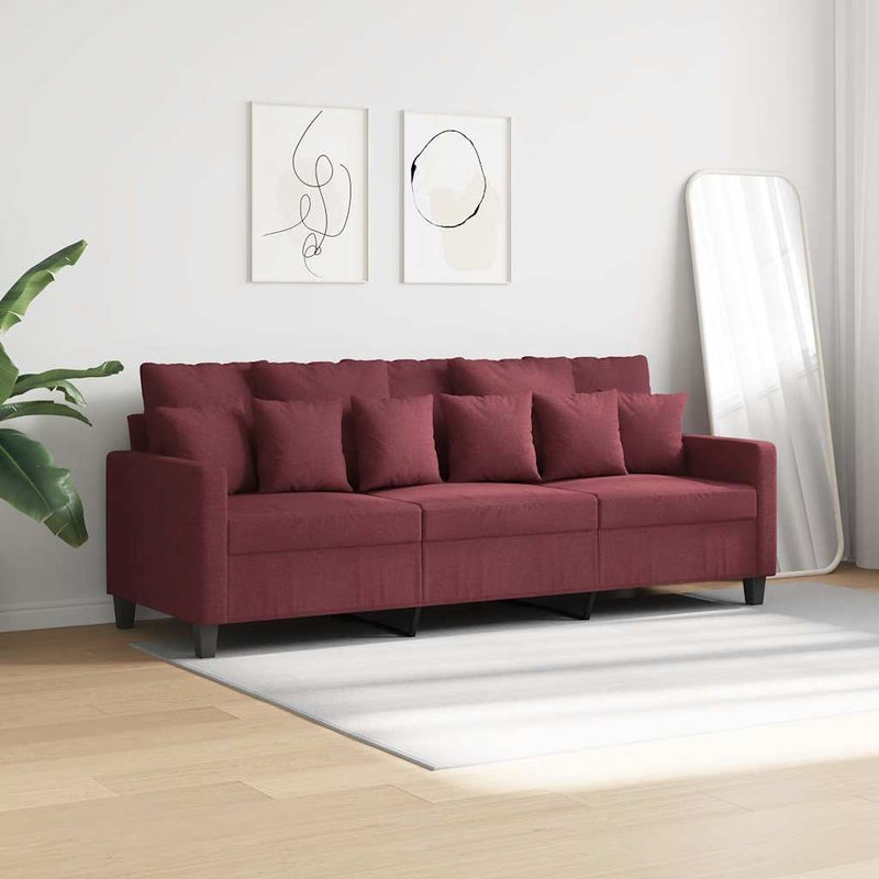 Sofa 3-osobowa, winna czerwień, 180 cm,tapicerowana tkaniną