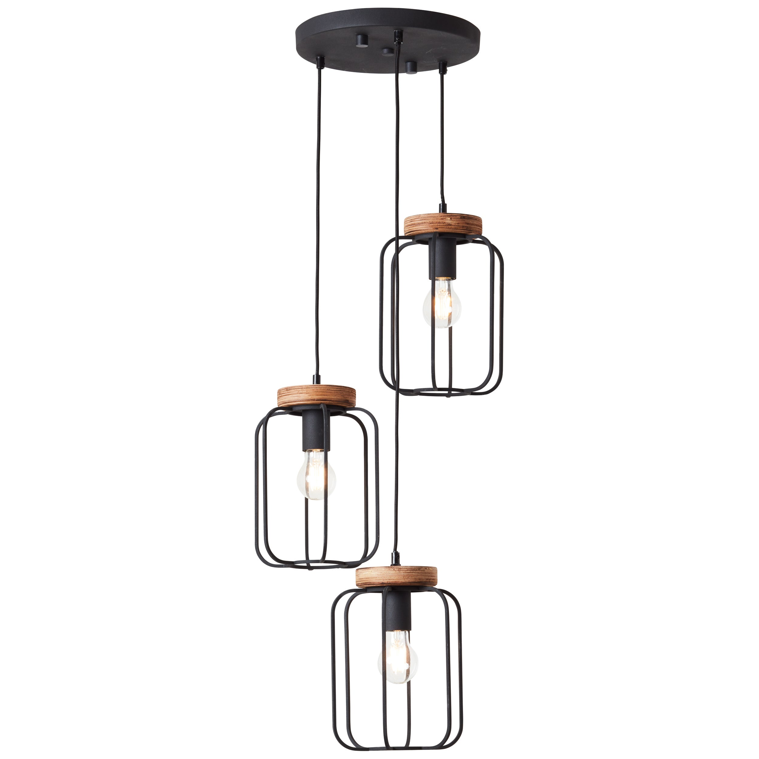 Brilliant Lampa wisząca Glasini 7 żarówek czarny mat/dymione szkło/czarny metal 7x C35, E14, 25 W
