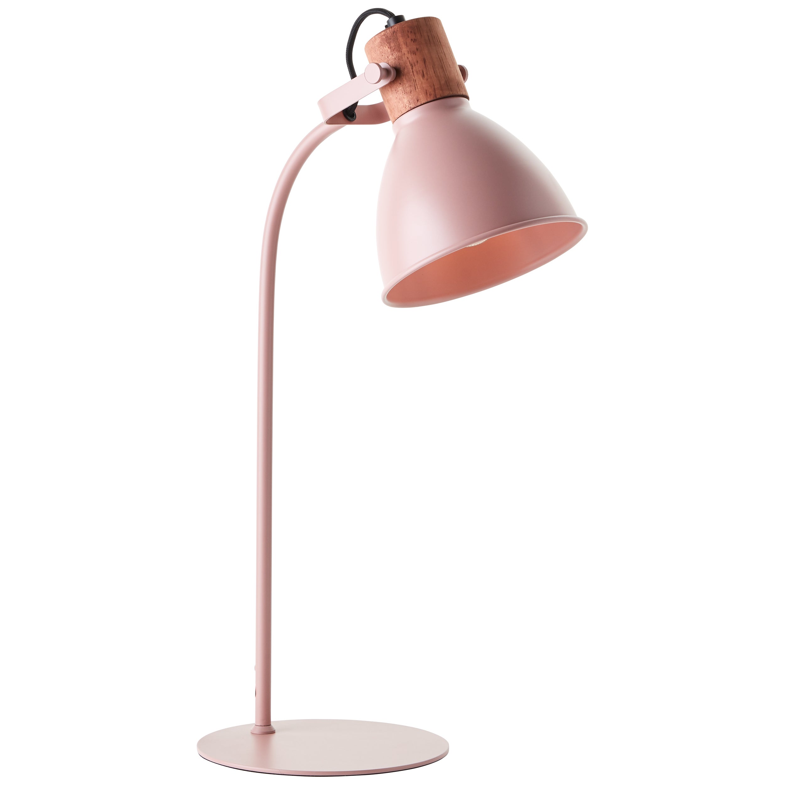 Brilliant Erena lampa stołowa 52cm jasnoróżowy metal/drewno włącznik sznurkowy 1x A60, E27, 40 W, pasuje do zwykłej żarówki (brak w zestawie)