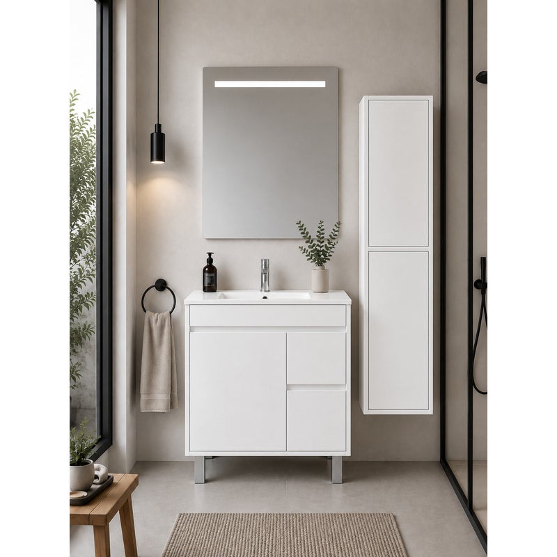 Szafka łazienkowa z umywalką ORIGENBATH ISQUIA bez lustra 60x45 cm biały z kolumną