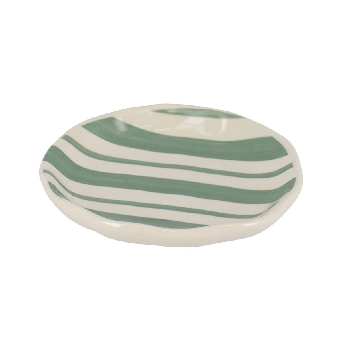 Mydelniczka Tendance Nola kamionka szałwia w paski 13 x 13 x 2,5 cm 1 szt.