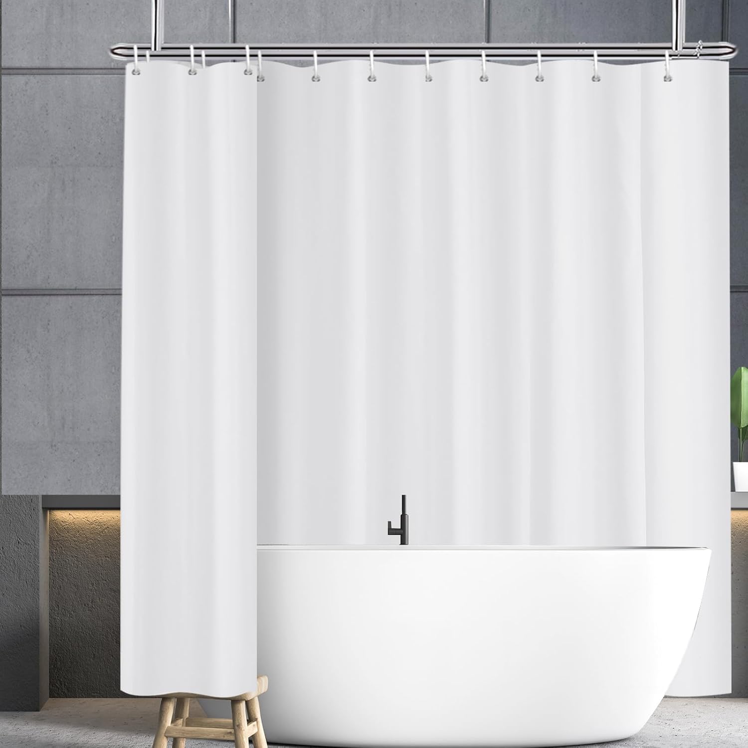 Zasłona prysznicowa 240x200 biała, wodoodporna, antypleśniowa, z pętelką do zawieszania, szerokość 240 x wysokość 200 cm