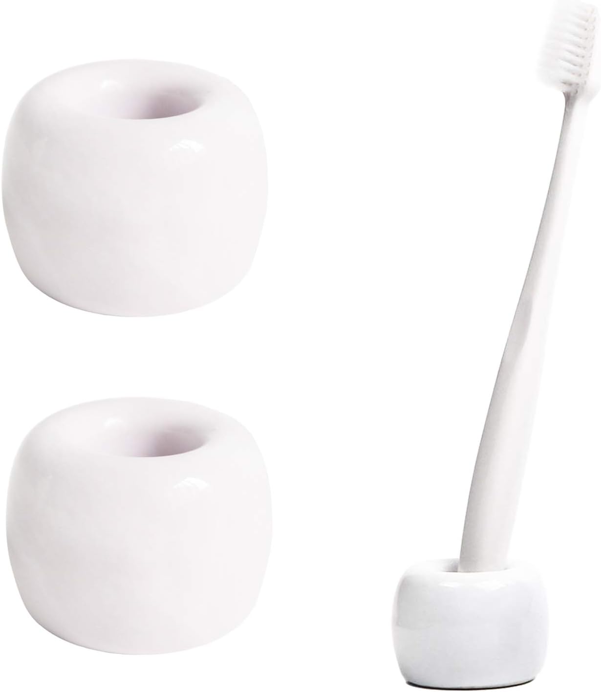 Ceramiczny uchwyt na szczoteczki do zębów, mini przechowywanie szczoteczek do zębów dla par, ręcznie robiony do użycia na blatach w łazience.