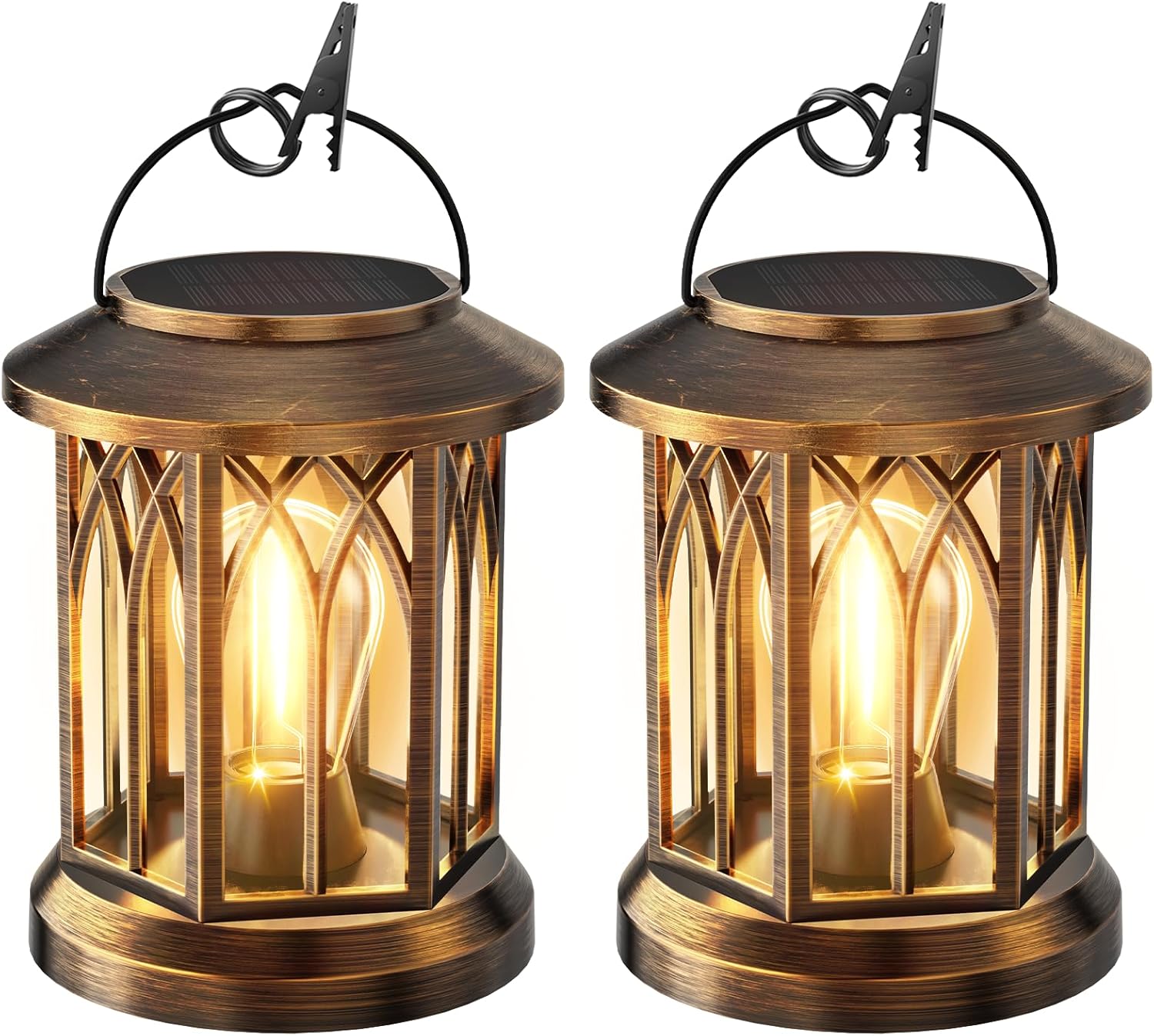 Zewnętrzna lampa ogrodowa zasilana energią słoneczną, 2-częściowa dekoracyjna wisząca lampa ogrodowa zasilana energią słoneczną, wodoodporna, IP65, ci