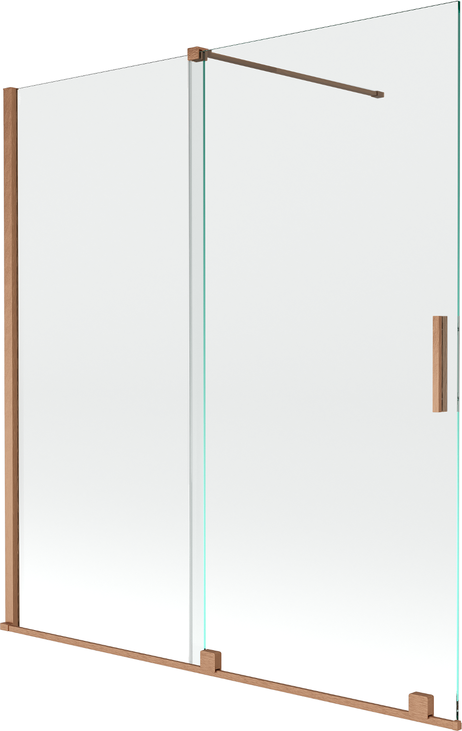 Mexen Velar parawan nawannowy 2-skrzydłowy rozsuwany 150 x 150 cm, transparent, miedź szczotkowana - 896-150-000-01-65