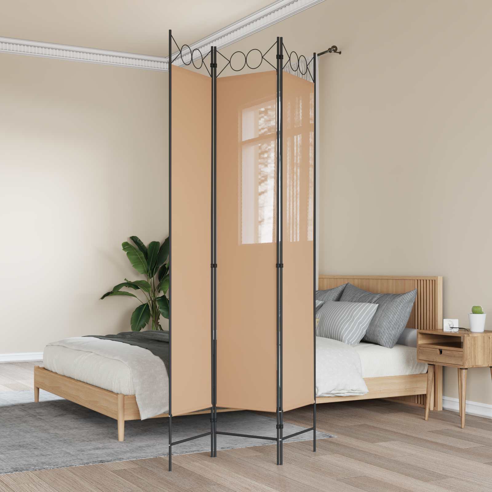 3-panelowy parawan Beżowy 120 x 220 cm tkanina vidaXL