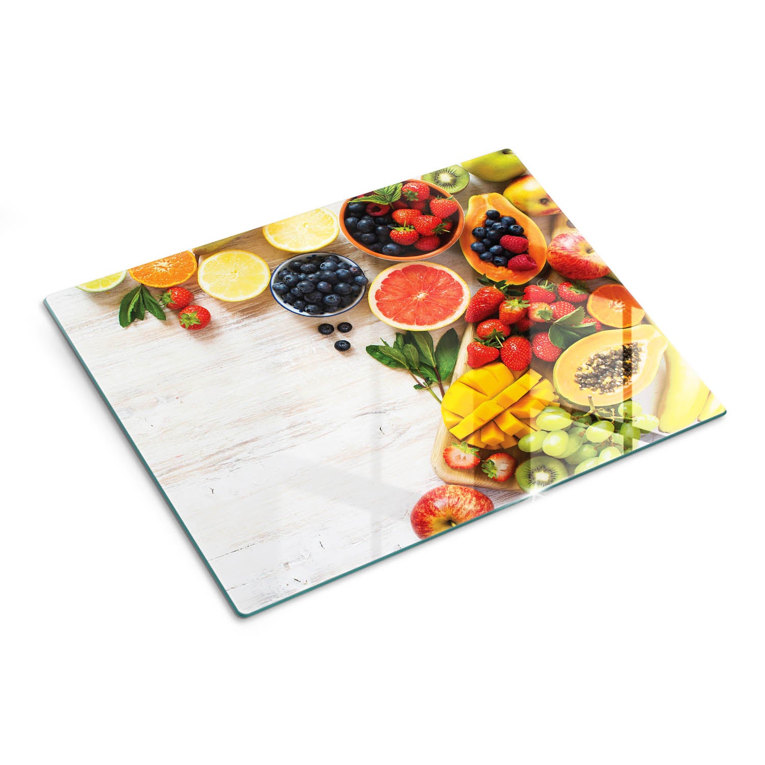 Hartowana deska kuchenna z dekoracyjną grafiką - Owoce - 30x40 - Tulup