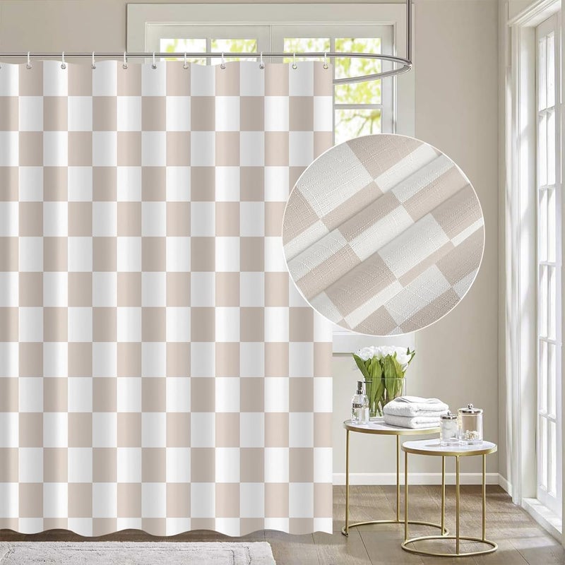 Zasłona Prysznicowa w Stylu Kafli - Wodoodporna i Odporna na Pleśń - 180x180 cm (12 Haczyków w Zestawie) - do Oddzielenia Prysznica od Wanny