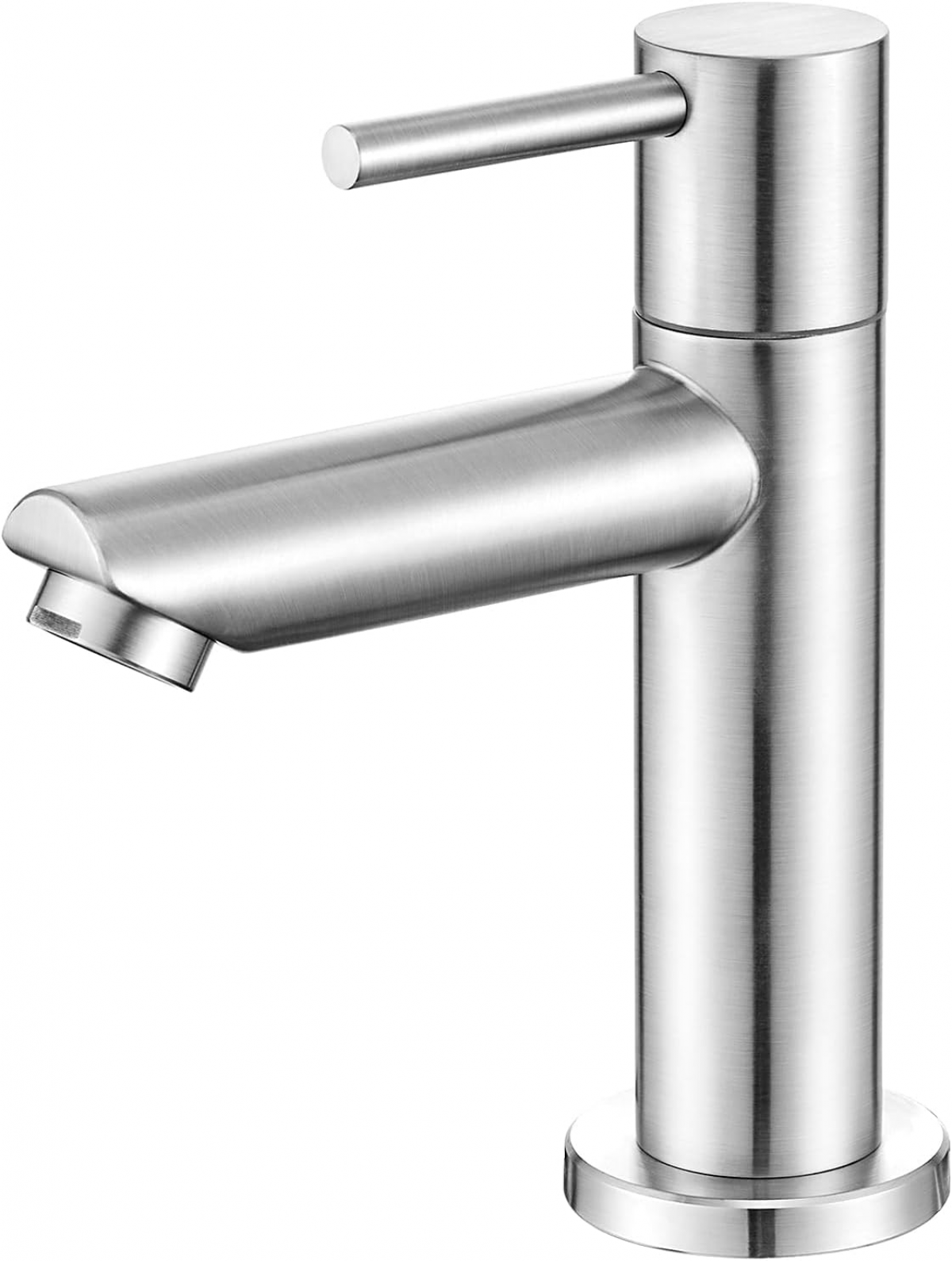 Srebrny kran do zimnej wody, pojedynczy kran do zimnej wody ze stali nierdzewnej 304 (prosta wylewka) z wężem 60 cm