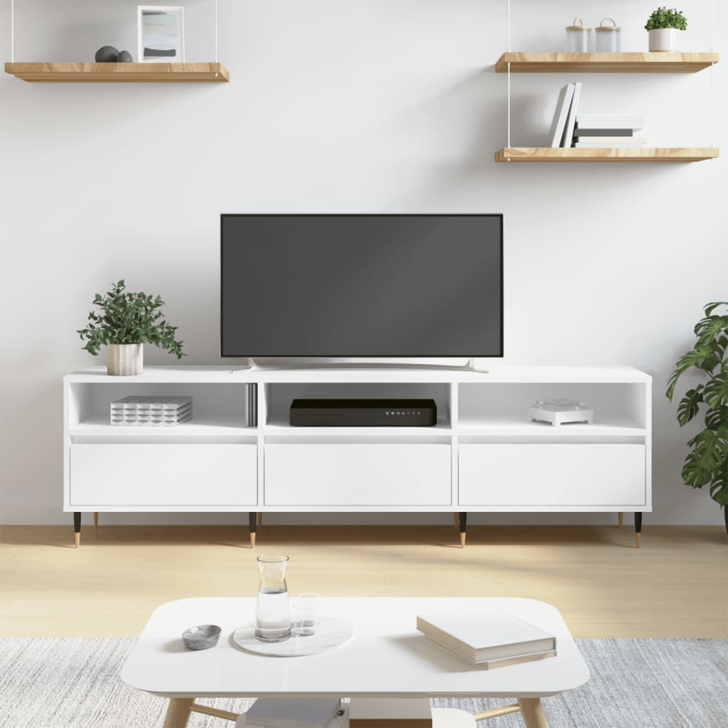 vidaXL Szafka TV, biała, 150x30x44,5 cm, materiał drewnopochodny