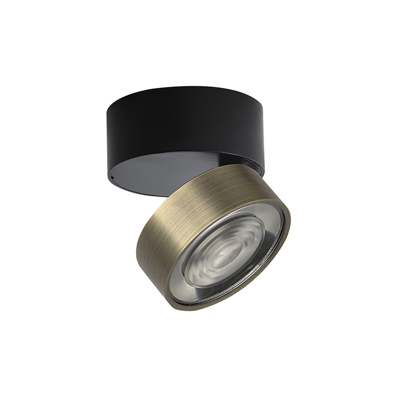 Kinkiet ścienny/sufitowy z otworem, czarny/brązowy, LED 7W, IP20, 3000K, CRI90 – regulowana lampa ścienna i sufitowa z aluminium – Rossini Group