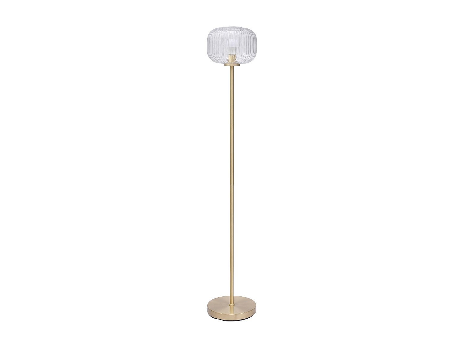Lampa stojąca ze szczotkowanego mosiądzu i teksturowanego szkła - śr. 25 x wys. 150 cm - Złota - LOUXOR
