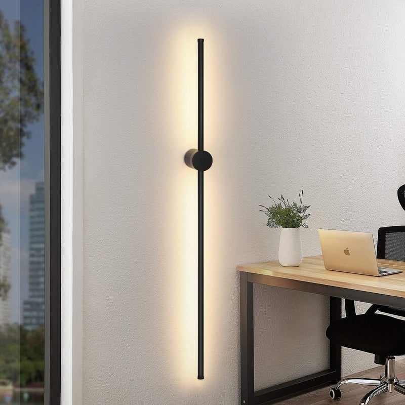 80 cm wewnętrzna lampa ścienna LED – czarna, obrotowa, nowoczesna oprawa o nowoczesnym wzornictwie, 3000 K, ciepłe światło, 8 W, lampka nocna do przed