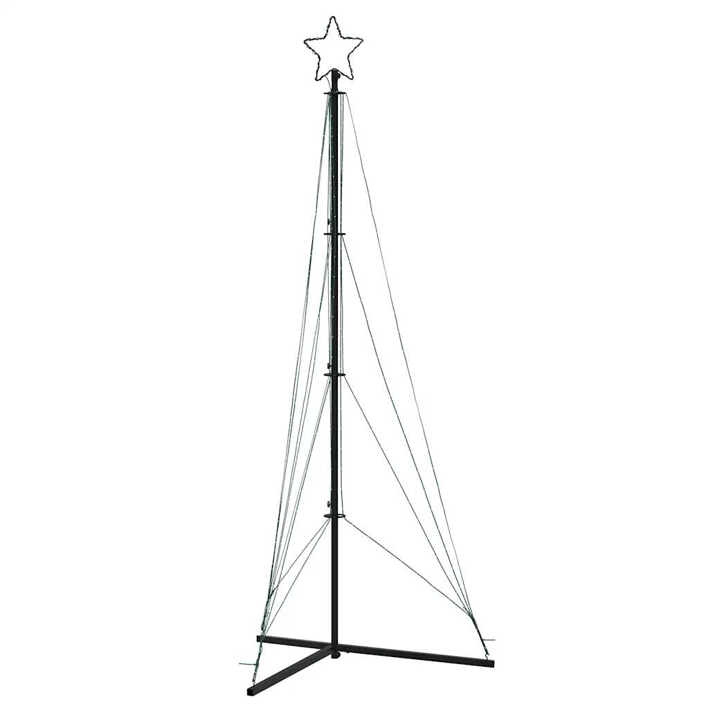 Choinka LED Zewnętrzna 240 cm Zimna Biel z Gwiazdą i Podstawą
