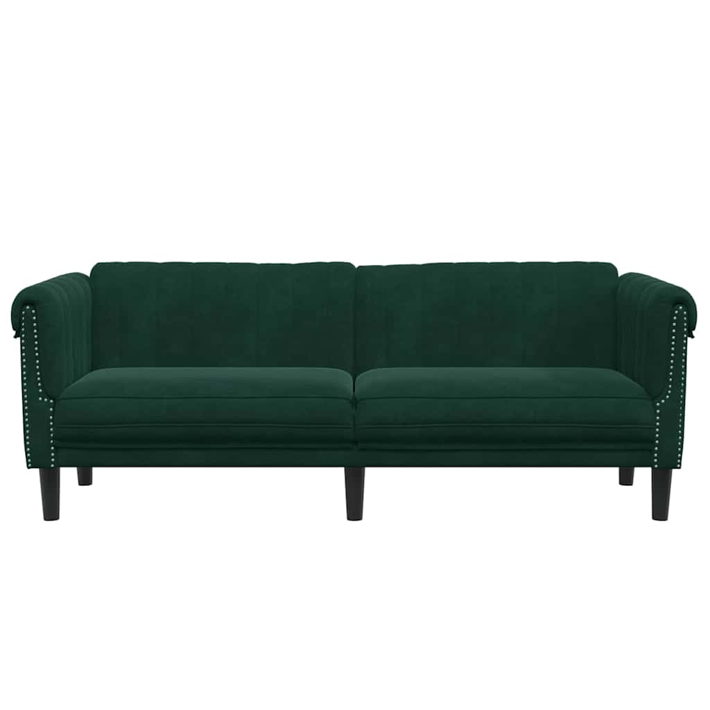 Sofa 3-osobowa, ciemnozielona, tapicerowana aksamitem