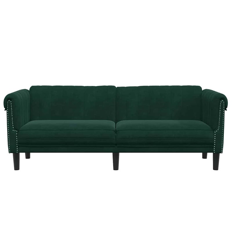 Sofa 3-osobowa, ciemnozielona, tapicerowana aksamitem