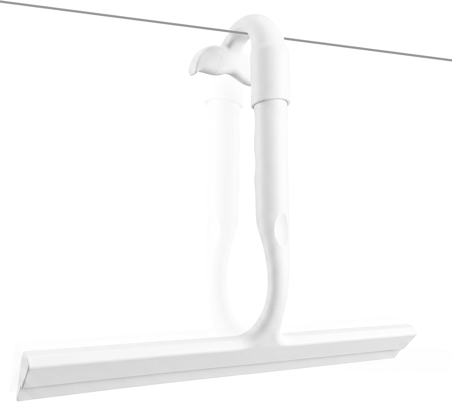 Jednoczęściowa silikonowa ściągaczka do kabiny prysznicowej, 25 cm, z białym haczykiem umożliwiającym skuteczne czyszczenie i ergonomicznym, wygiętym