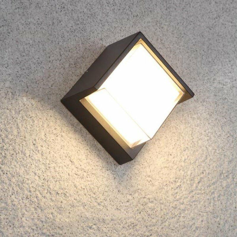 Nowoczesna lampa ścienna zewnętrzna LED 12W, wodoodporna IP65 dekoracyjna kostka, czarna