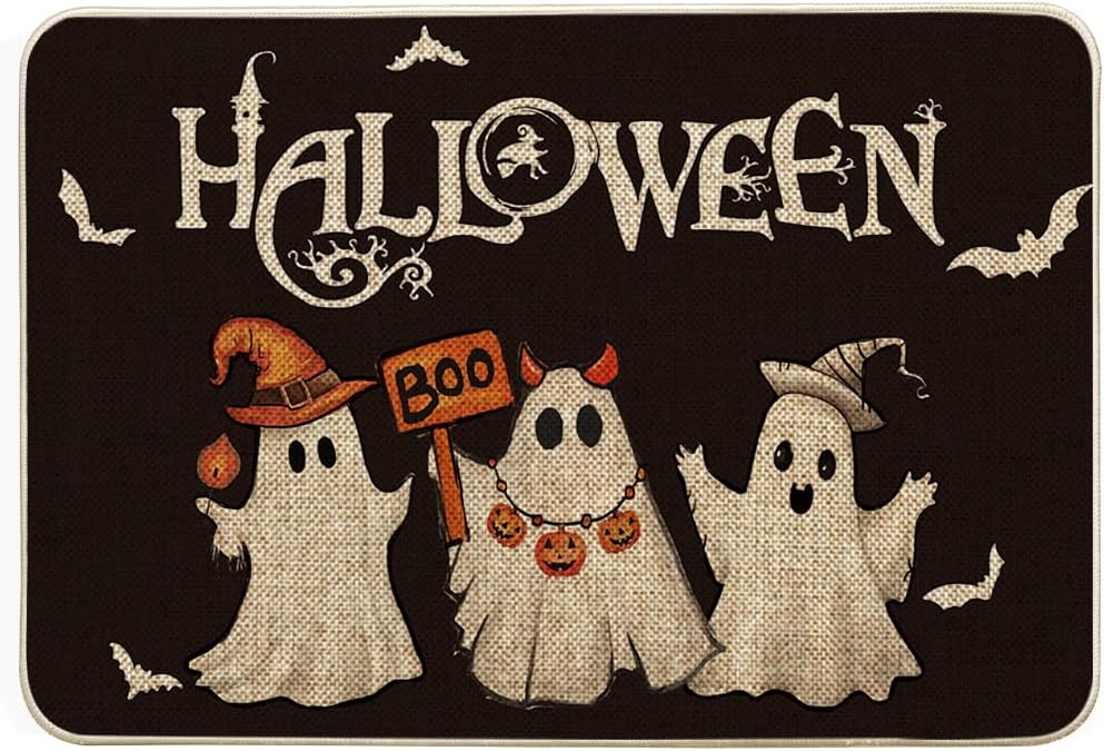 Wycioraczka Halloween duch nietoperz - Dekoracja sezonowa Boo - Mata podłogowa do wnętrz i na zewnątrz - 40 x 60 cm