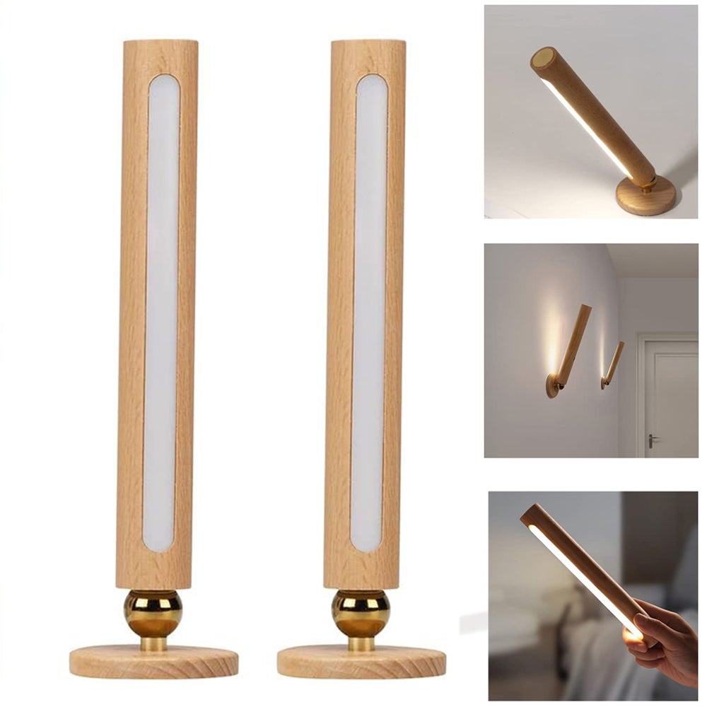 Zestaw 2 obrotowych o 360° kinkietów LED, magnetyczna lampa ścienna, ładowana przez USB lampka nocna, regulowana jasność