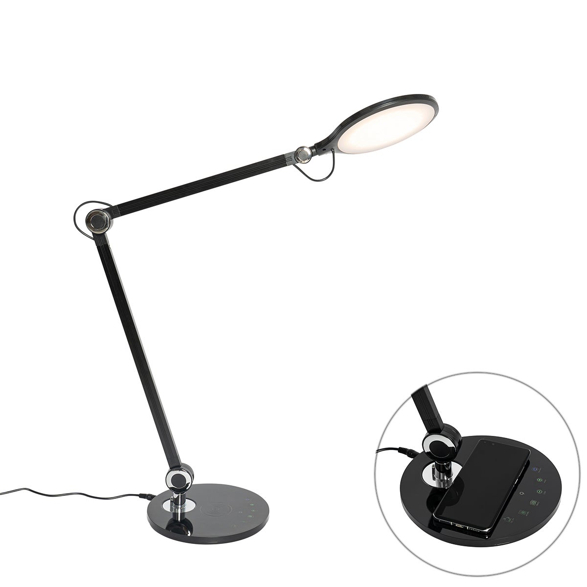 Qazqa designerski lampa stołowa - Don - czarny, led zintegrowana 10w zestawie, Integrated led, 3000k - 6500k, ściemnialny