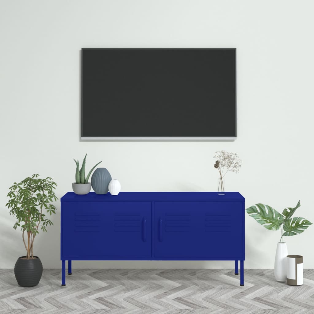 Szafka pod telewizor, granatowa, 105x35x50 cm, stalowa vidaXL