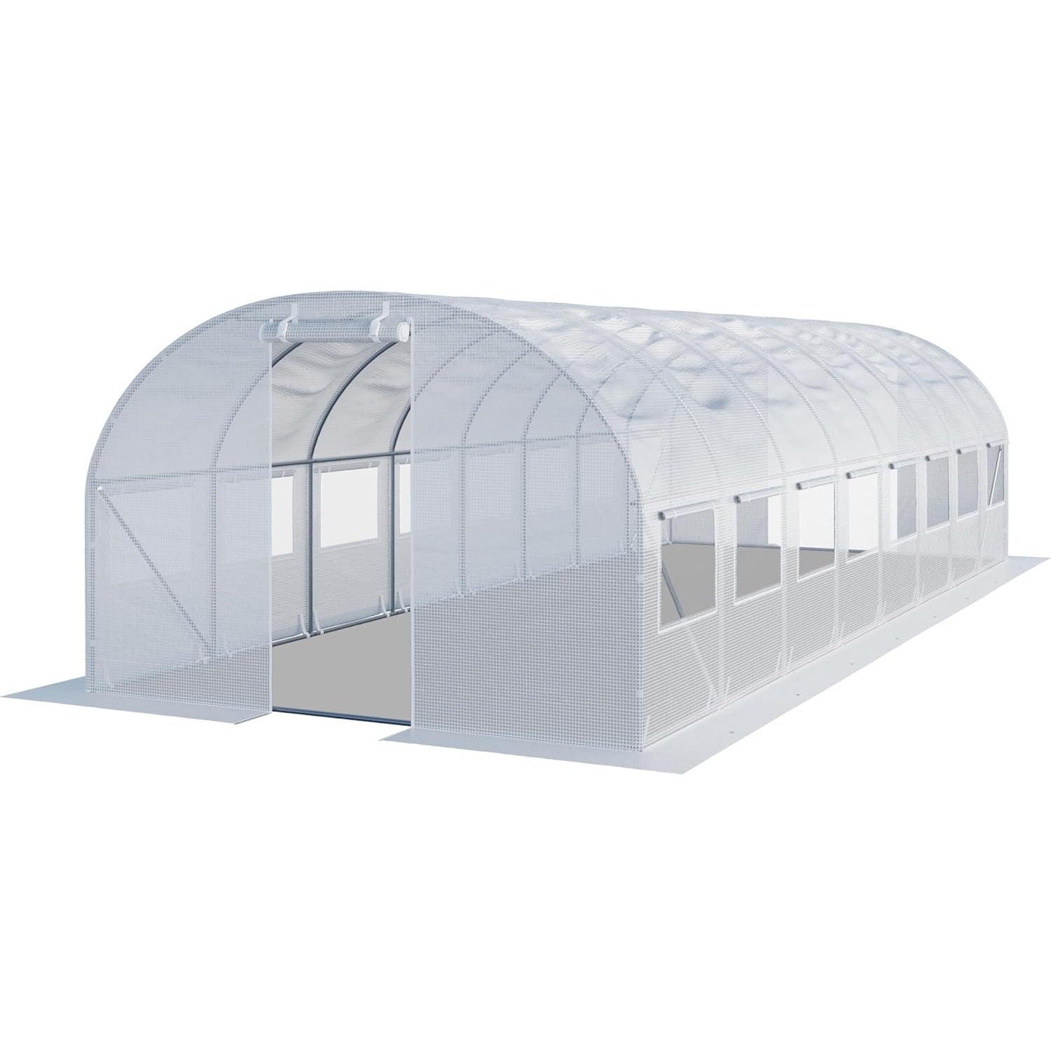 TOOLPORT Tunel foliowy Szklarnia foliowa 3x8m z oknami - Plandeka PE o gramaturze 180g/m² biały przezroczysta