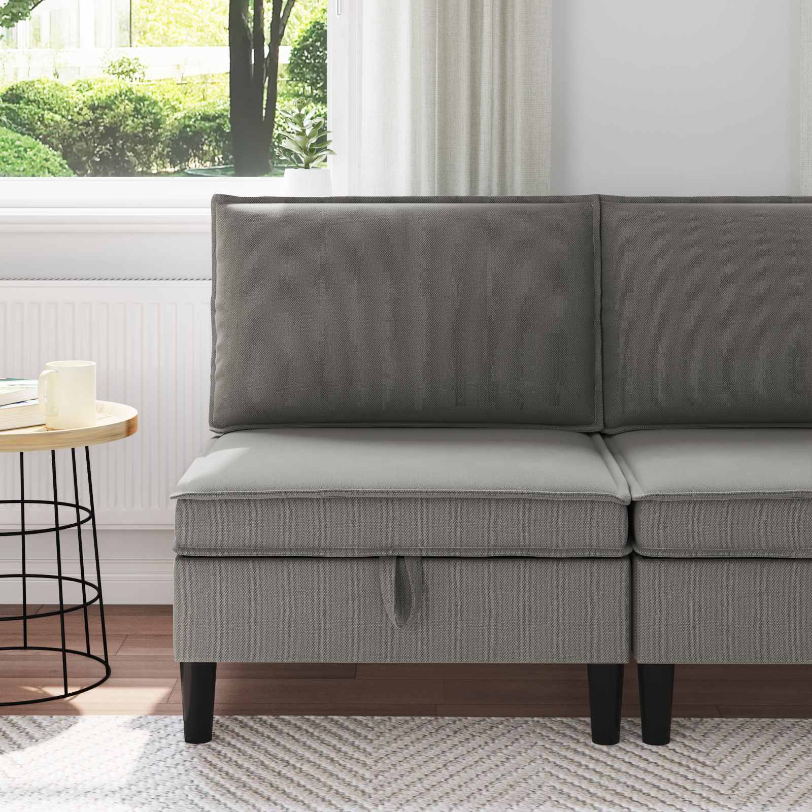 Środkowa Sofa z Przechowywaniem ciemnoszary Welur vidaXL