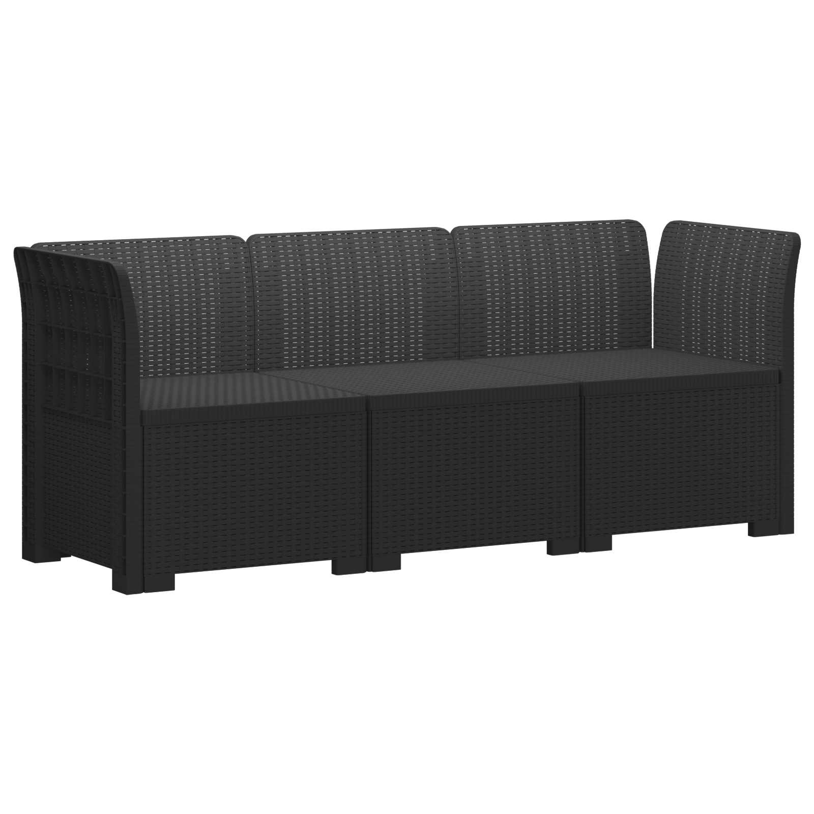 Sofa Ogrodowa 3-osobowa w Wyglądzie Rattanowym PP antracytowy vidaXL