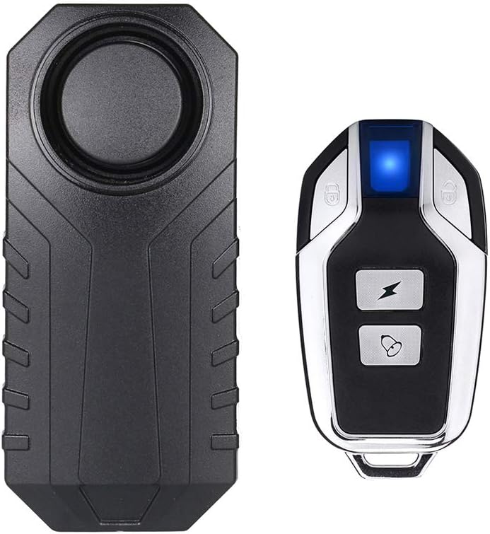 Bezprzewodowy alarm antykradzieżowy do motocykli/rowerów z pilotem, wodoodporny IP55, 113 dB, bardzo głośny (czarny)