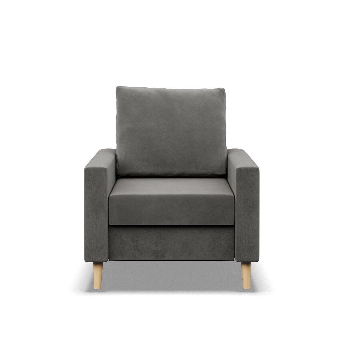 Fotel skandynawski, MILO, velvet, 75x92x92 cm, jasny szary | TYLETEGOTU