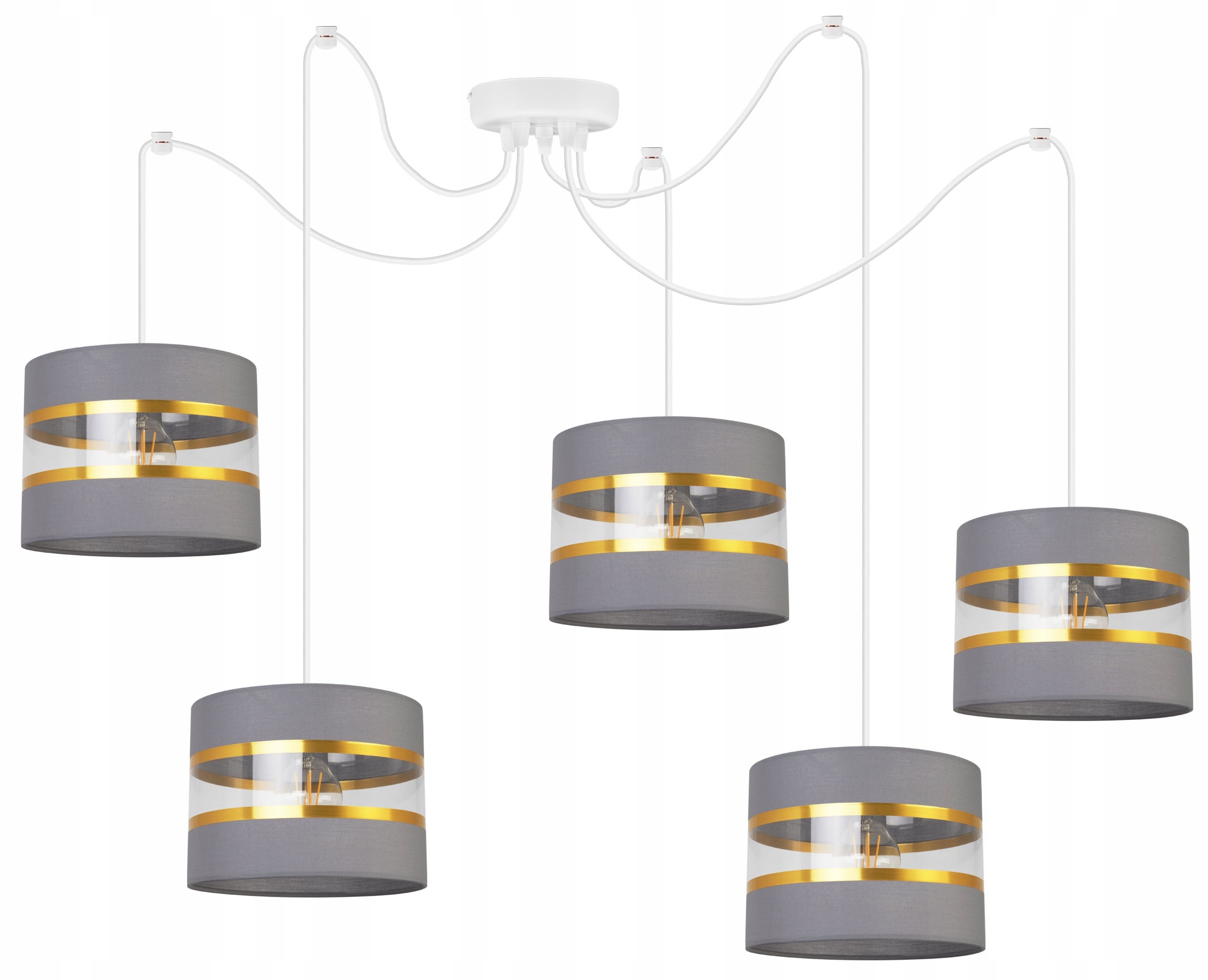 Lampa sufitowa wisząca Light Home LH Spider Elegance Gold 5x E27 60W szary/biały