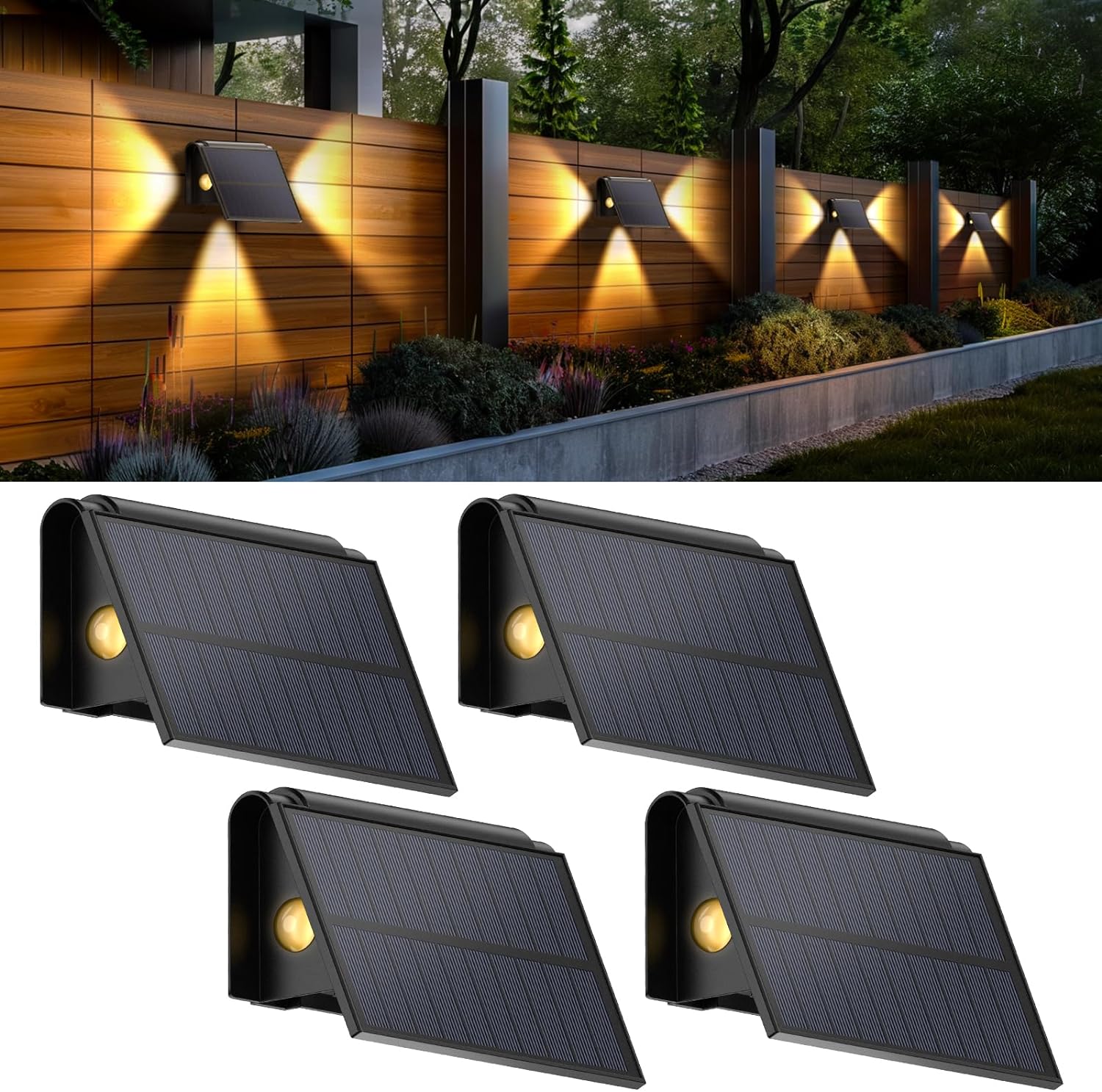 Zewnętrzna solarna lampa ścienna z diodami LED ciepłe światło wodoodporność automatyczne włączanie wyłączanie zestaw sztuk odpowiedni na patio