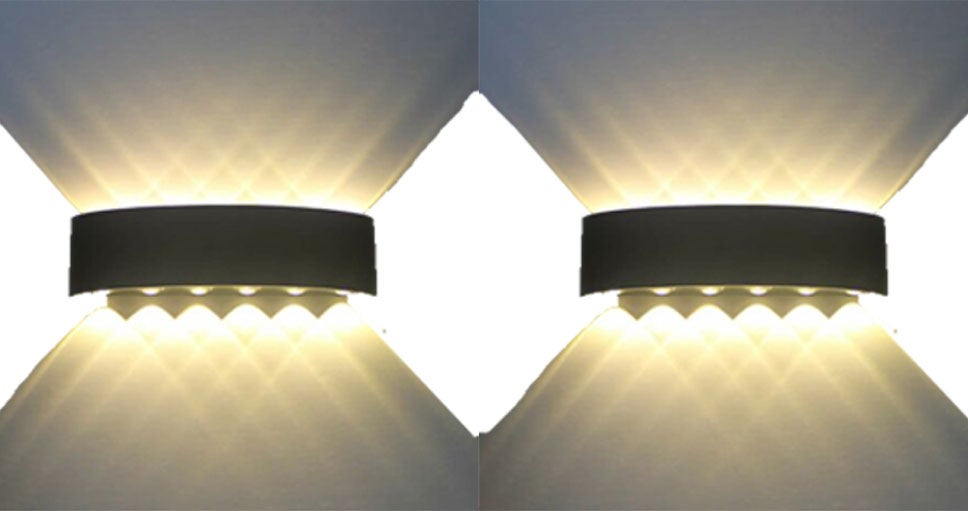 Zestaw dwóch wodoodpornych lamp ściennych wewnętrznych i zewnętrznych, 12 W, światło ciepłe białe 3000 K, idealne do ogrodów