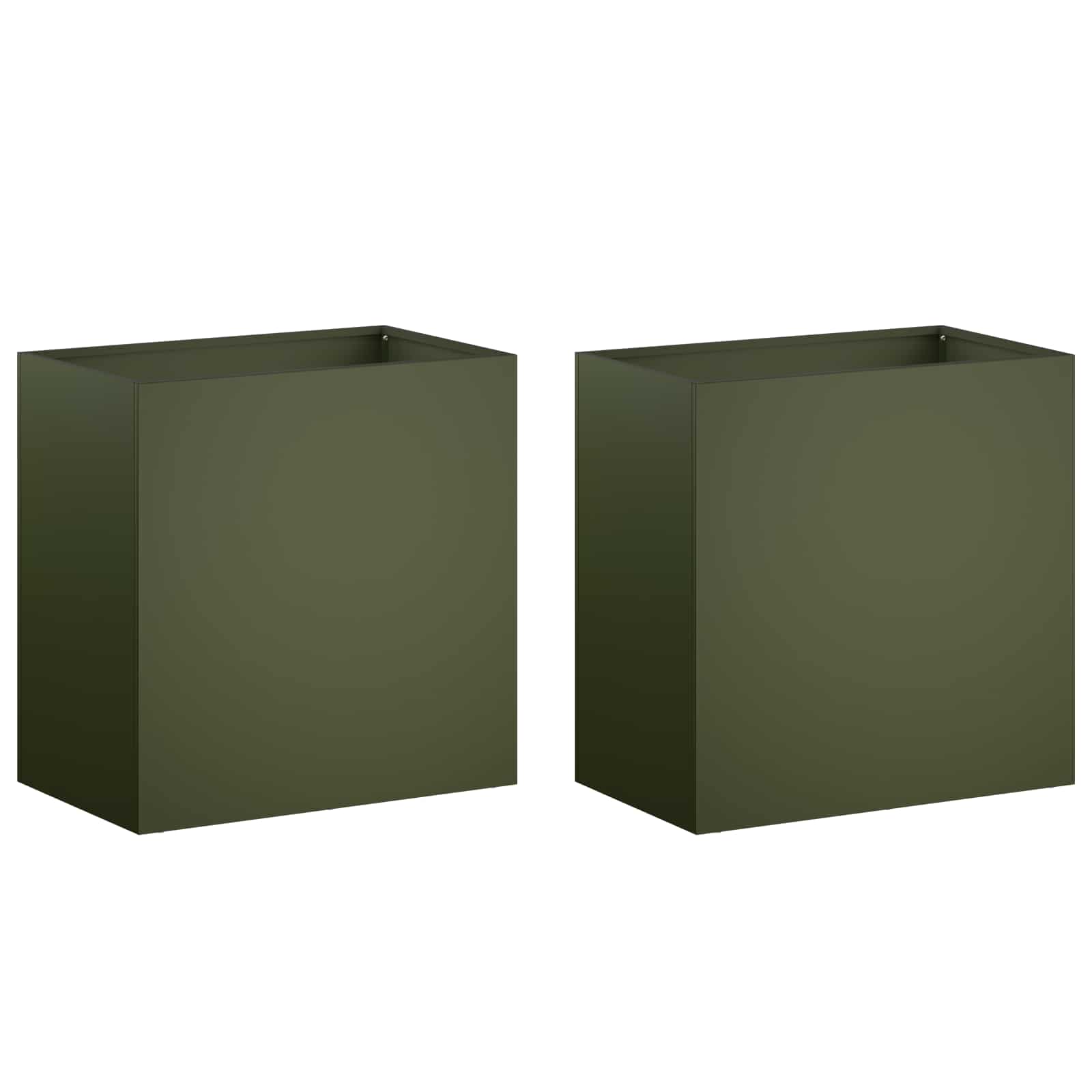 2x Donica Ogrodowa Stalowa 50x30x40 cm Oliwkowa na Taras na Balkon na Zioła