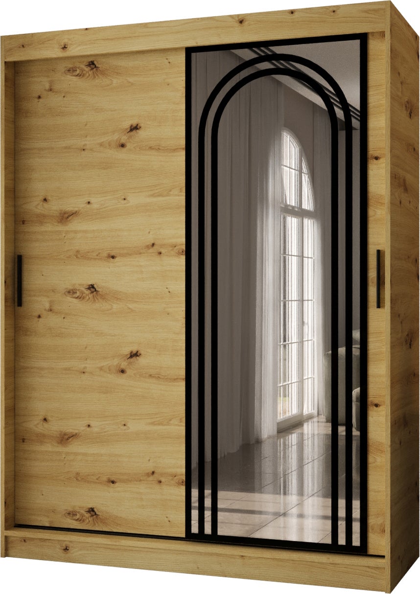 Szafa przesuwna z lustrem VIGO 150 x 62 x 200 artisan + u. czarny