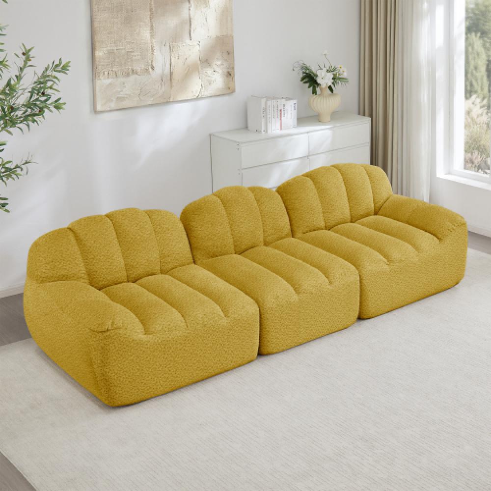 Modułowa sofa 3-osobowa w stylu muszli, głębokie poduszki, do salonu i mieszkania, nie wymaga montażu