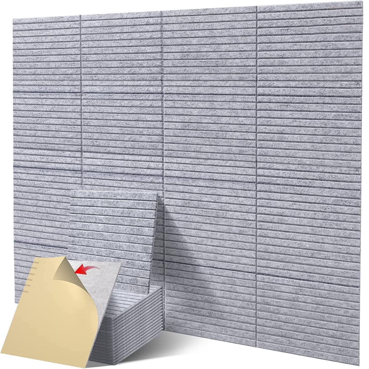 Zestaw 12 samoprzylepnych paneli akustycznych, paneli dźwiękochłonnych do ścian, panel z wysokiej gęstości poliesteru, 30 x 30 x 0,9 cm