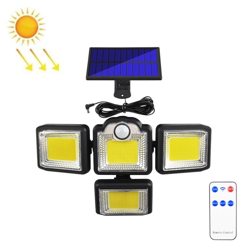 Lampa ścienna solarna z funkcją indukcji ludzkiego ciała, 192 COB, oświetlenie zewnętrzne, wodoodporna, do ogrodzeń, oświetlenia drogowego i ulicznego