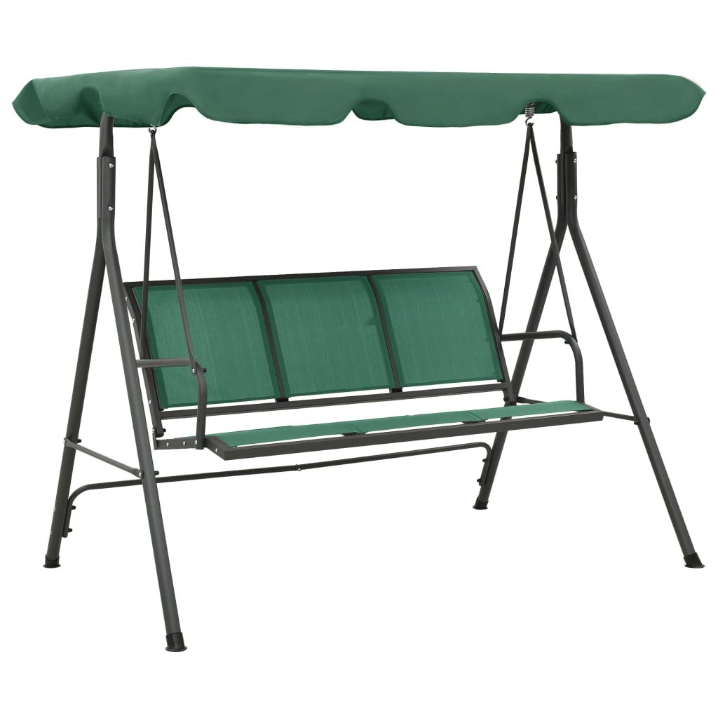 Huśtawka ogrodowa, zielona, 170 cm, textilene i stal vidaXL