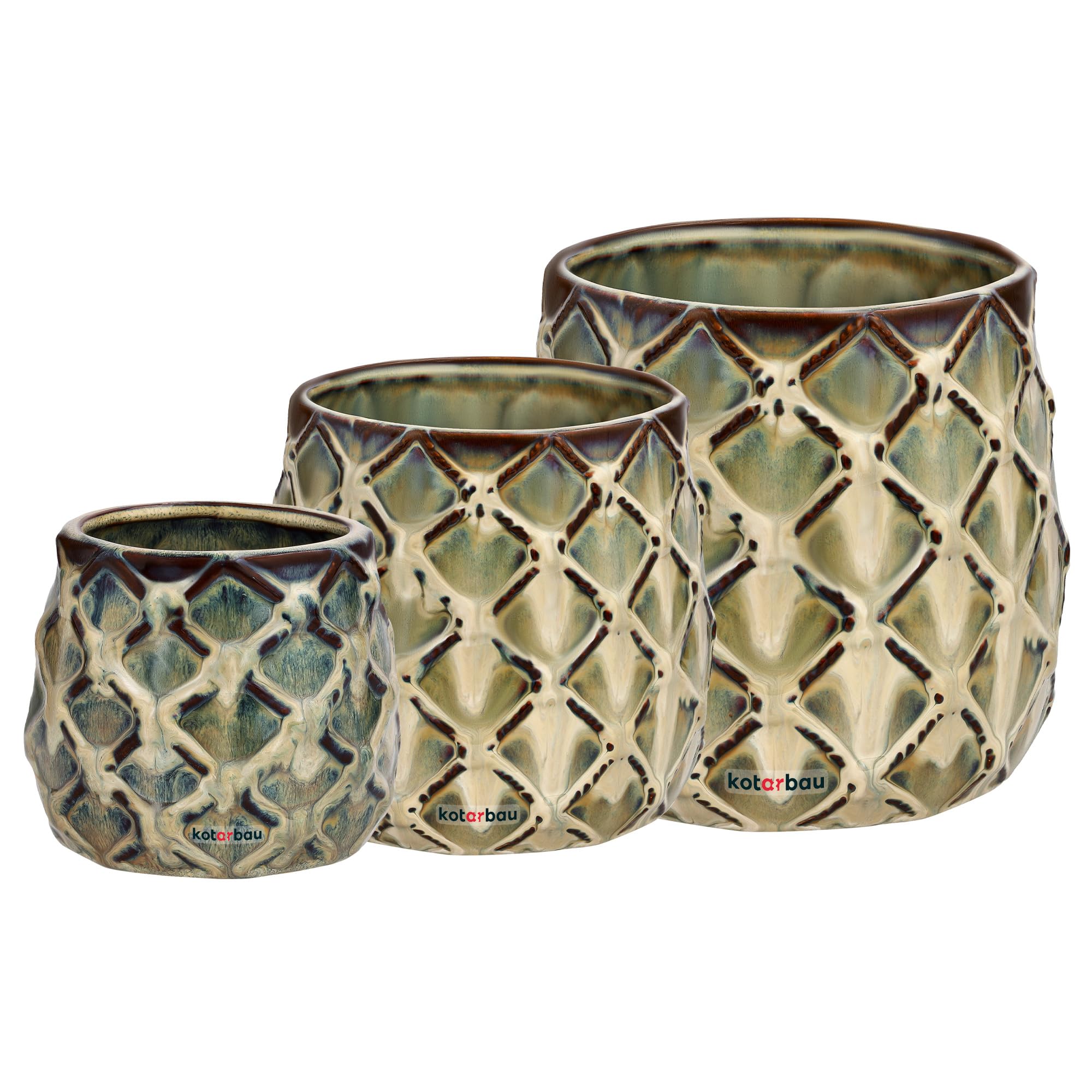 Doniczka ceramiczna ananas zestaw 3 szt. - KOTARBAU