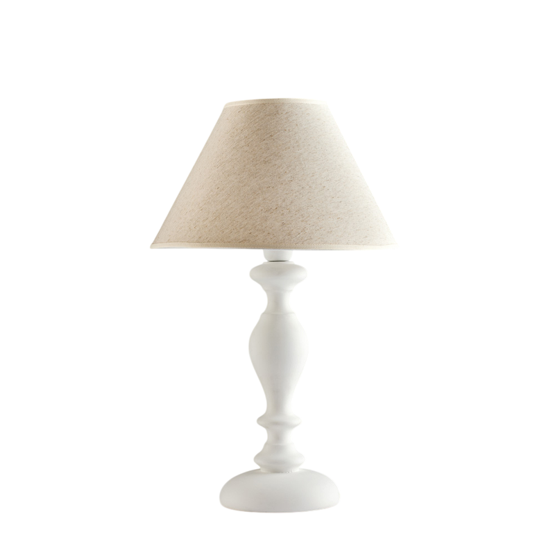 Lume in legno bianco shabby 1 luce con paralume dm.35 H.57 - Ø35