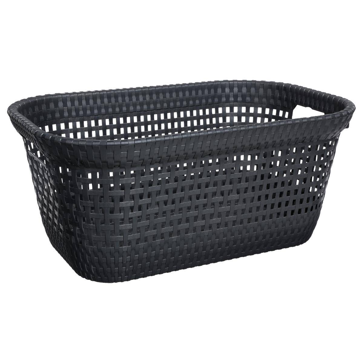 Kosz na pranie 45 l technorattan SZARY